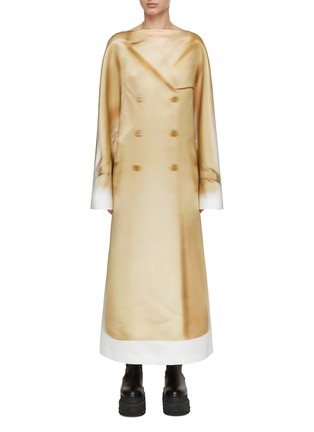 Main View - Click To Enlarge - LOEWE - Blurred Coat Print Silk Dress