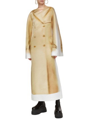 Figure View - Click To Enlarge - LOEWE - Blurred Coat Print Silk Dress