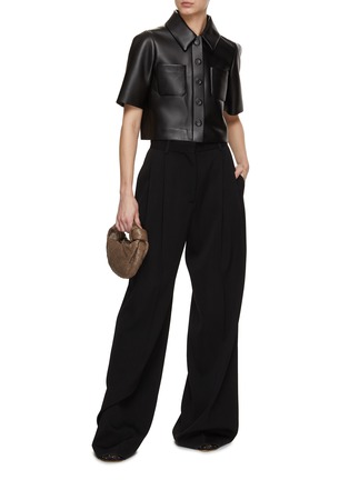 Figure View - Click To Enlarge - LOEWE - Leather Cropped Shirt