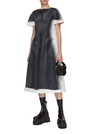 Figure View - Click To Enlarge - LOEWE - Blurred Print Silk Dress