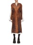 Main View - Click To Enlarge - LOEWE - Long Sleeve Blurred Print Silk Dress