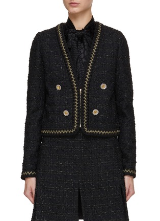 Main View - Click To Enlarge - GIAMBATTISTA VALLI - Zip Up Bouclé Tweed Jacket