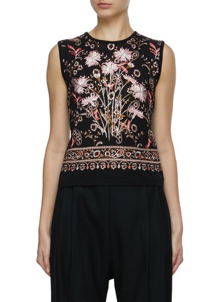 Main View - Click To Enlarge - GIAMBATTISTA VALLI - Floral Embroidered Knit Tank Top