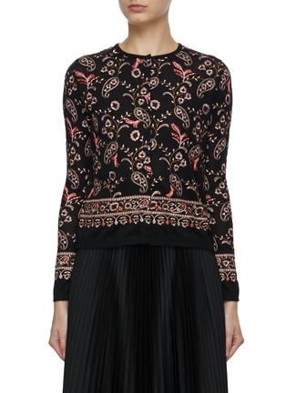 Main View - Click To Enlarge - GIAMBATTISTA VALLI - Floral Embroidered Knit Cardigan