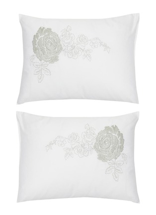 Main View - Click To Enlarge - RIVOLTA CARMIGNANI  - Roseto Embroidered Boudoir Set of 2 — Verde Rugiada