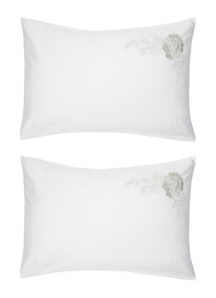 Main View - Click To Enlarge - RIVOLTA CARMIGNANI  - Roseto Embroidery Pillowcase Set Of 2 — Verde Rugiada