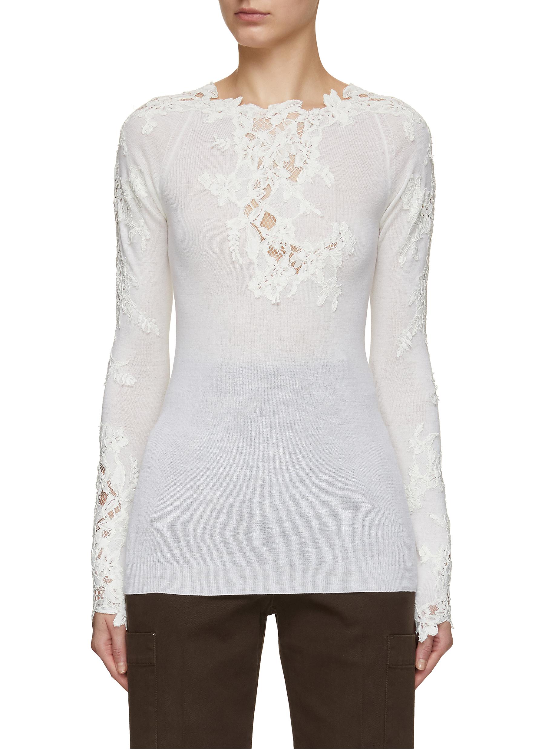 Lace Detail Wool Knit Top