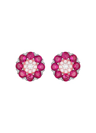 Main View - Click To Enlarge - LC COLLECTION JEWELLERY - Diamond Ruby 18K Rose Gold Earrings