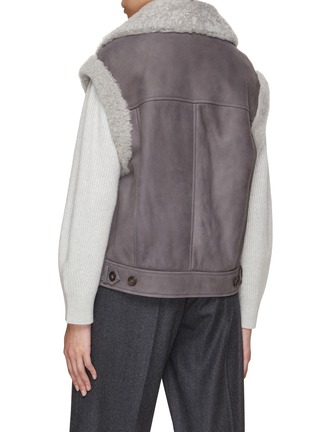 Back View - Click To Enlarge - BRUNELLO CUCINELLI - Shearling Biker Gilet