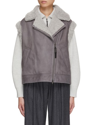 Main View - Click To Enlarge - BRUNELLO CUCINELLI - Shearling Biker Gilet