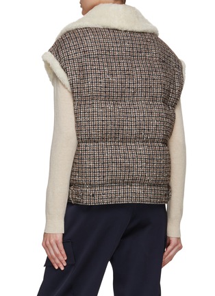 Back View - Click To Enlarge - BRUNELLO CUCINELLI - Houndtooth Shearling Biker Gilet