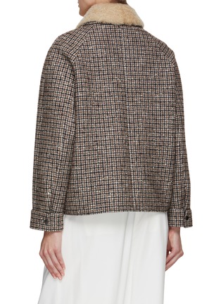 Back View - Click To Enlarge - BRUNELLO CUCINELLI - Houndstooth Shearling Collar Boxy Jacket
