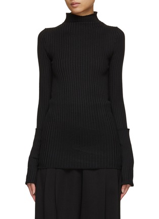 Main View - Click To Enlarge - CALCATERRA - Mock neck Ribbed Knit Top