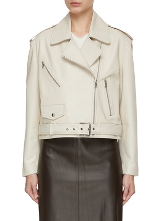 Main View - Click To Enlarge - NOUR HAMMOUR - Belted Leather Biker Jacket