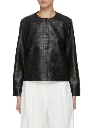 Main View - Click To Enlarge - NOUR HAMMOUR - Croc Embossed Leather Jacket