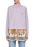 Main View - Click To Enlarge - DRY CLEAN ONLY - Printed Panel Striped Button Down Shirt