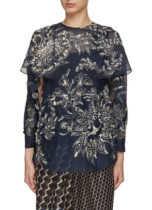 Main View - Click To Enlarge - BIYAN - Surielle Organza Wing Cutout Sleeve Top