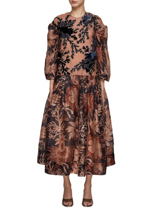 Main View - Click To Enlarge - BIYAN - Gia Velvet Embroidery SIlk Organza Dress