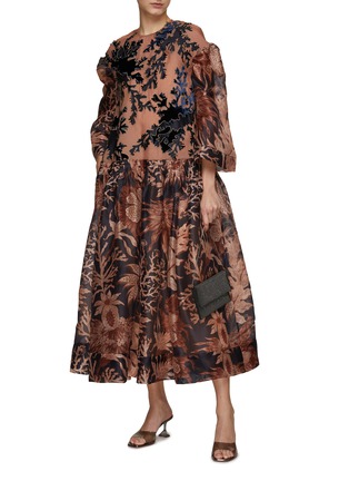 Figure View - Click To Enlarge - BIYAN - Gia Velvet Embroidery SIlk Organza Dress
