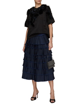 Figure View - Click To Enlarge - BIYAN - Storm Beaded Crinkled Taffeta Top
