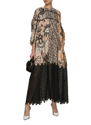 Figure View - Click To Enlarge - BIYAN - Gathered Eyelet Midi Dress
