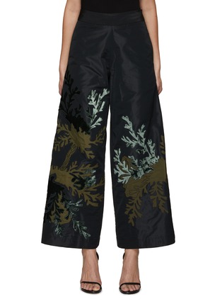 Main View - Click To Enlarge - BIYAN - Pavelo Velvet Appliqué Wide Leg Pants