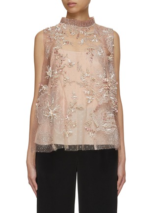 Main View - Click To Enlarge - BIYAN - Salem Beaded Glitter Embroidery Tulle Top