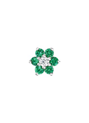 Main View - Click To Enlarge - MARIA TASH - Flower Diamond Emerald 18K White Gold Stud Earring