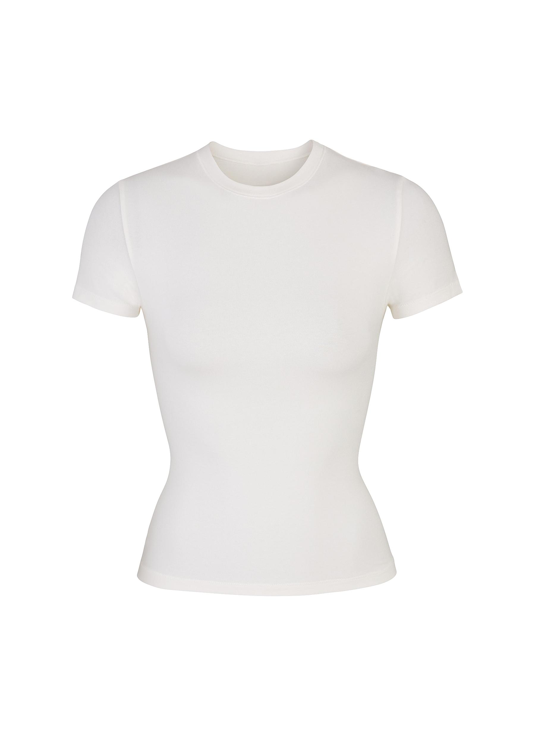 Skims Off-white Cotton Jersey T-shirt in Black