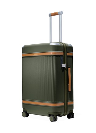 Front View - Click To Enlarge - PARAVEL - Aviator Grand Checked Luggage — Safari Green