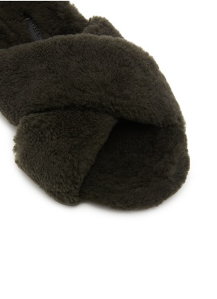 Detail View - Click To Enlarge - YVES SALOMON - Crossover Strap Fur Slides