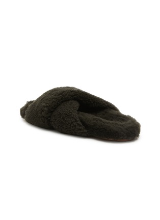  - YVES SALOMON - Crossover Strap Fur Slides