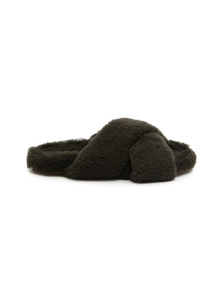 Main View - Click To Enlarge - YVES SALOMON - Crossover Strap Fur Slides