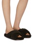 Figure View - Click To Enlarge - YVES SALOMON - Crossover Strap Fur Slides