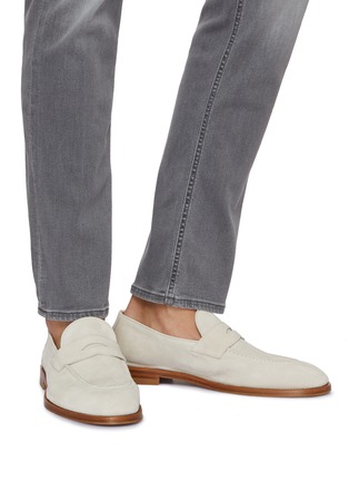 Figure View - Click To Enlarge - BRUNELLO CUCINELLI - Suede Penny Loafers