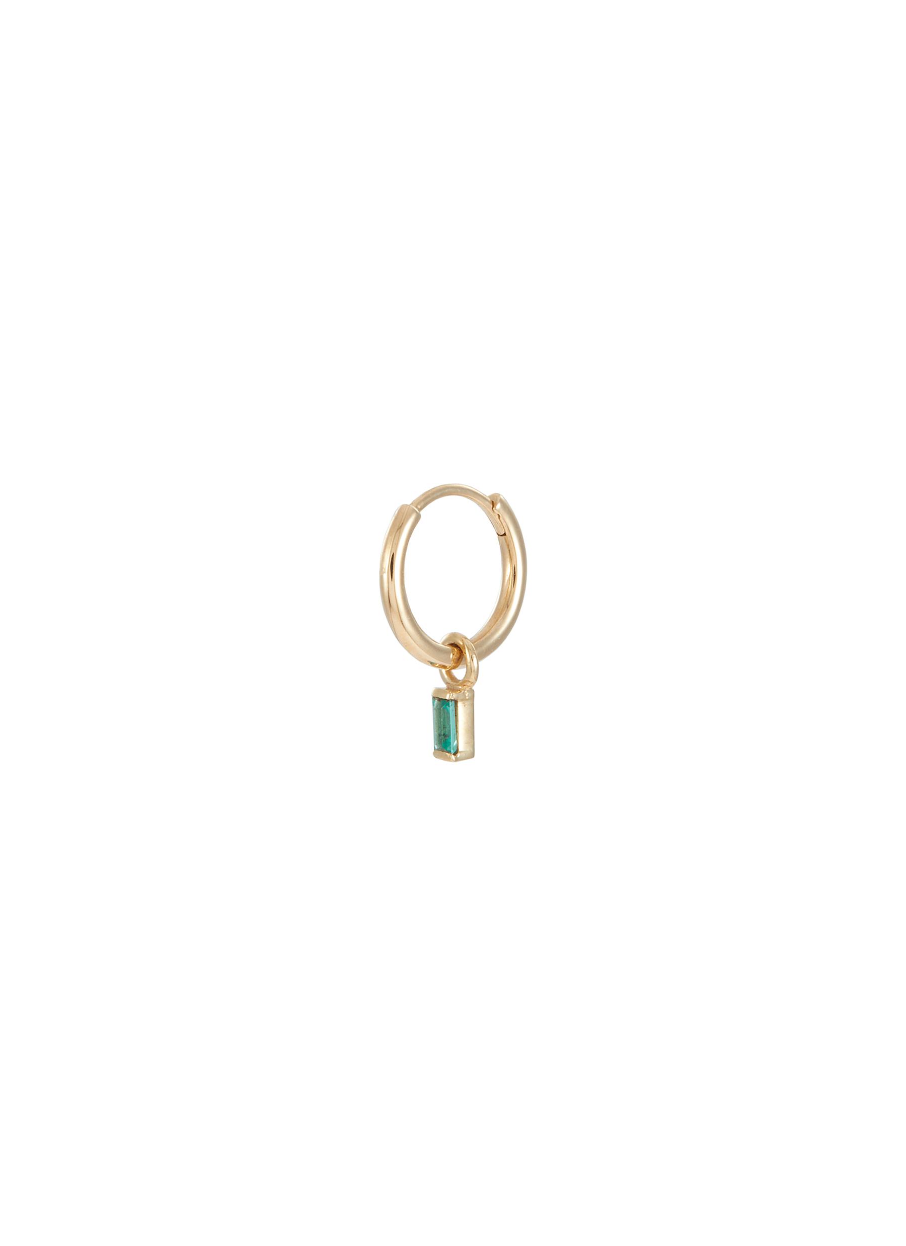 9K Gold Emerald Charm Single Clicker Earring