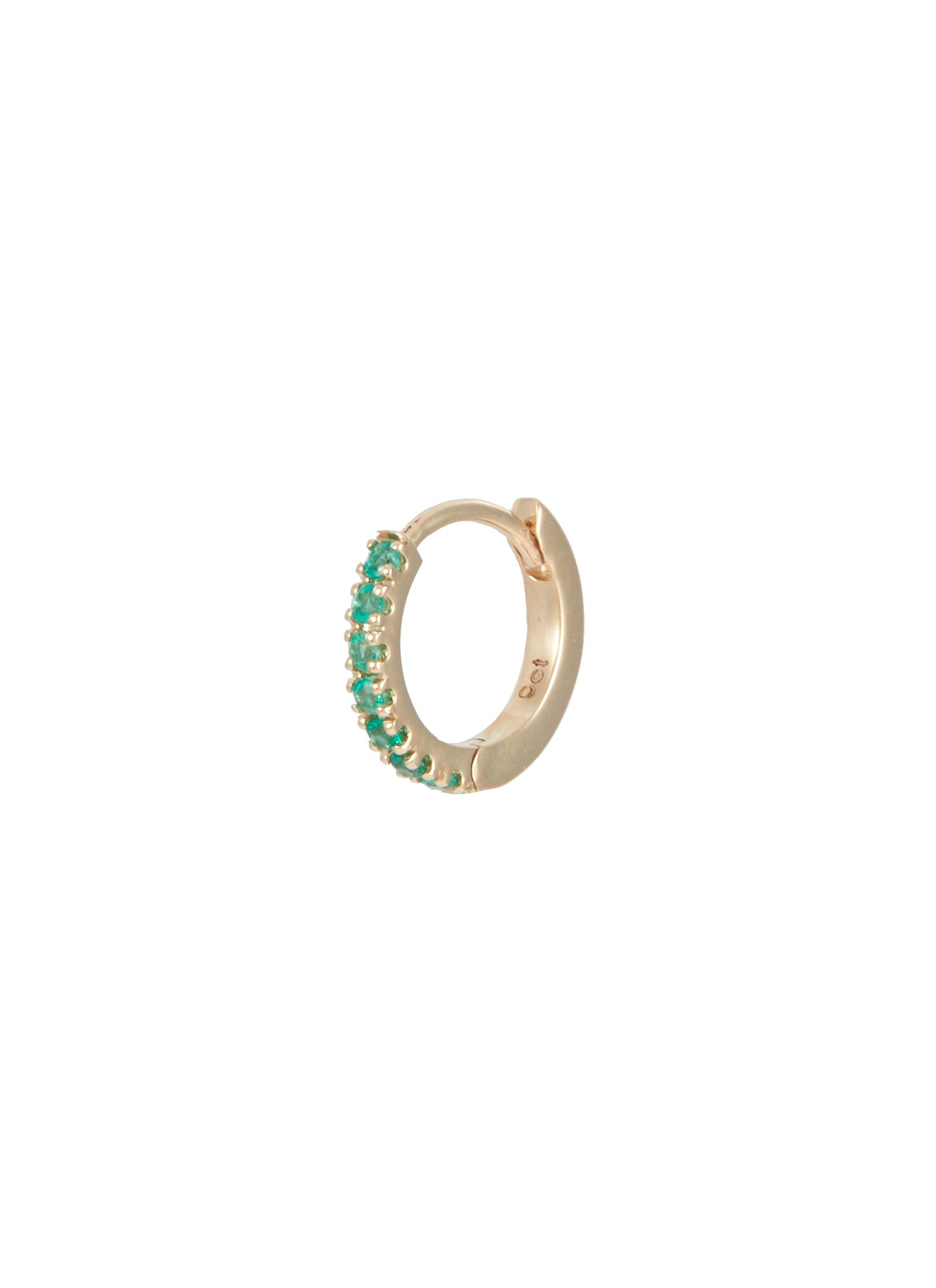 9K Gold Emerald Pavé Single Clicker Earring