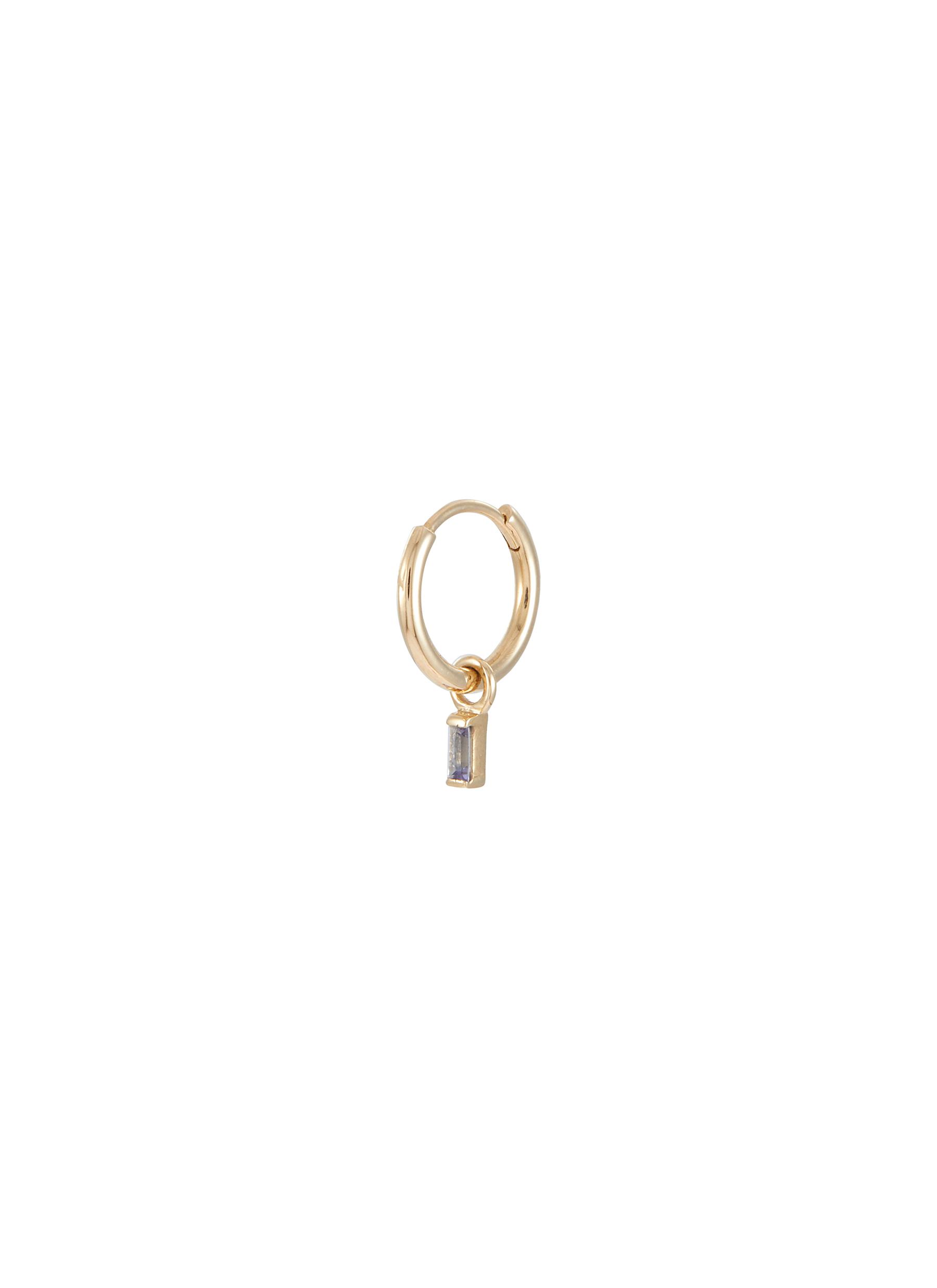 9K Gold Tanzanite Charm Single Clicker Earring