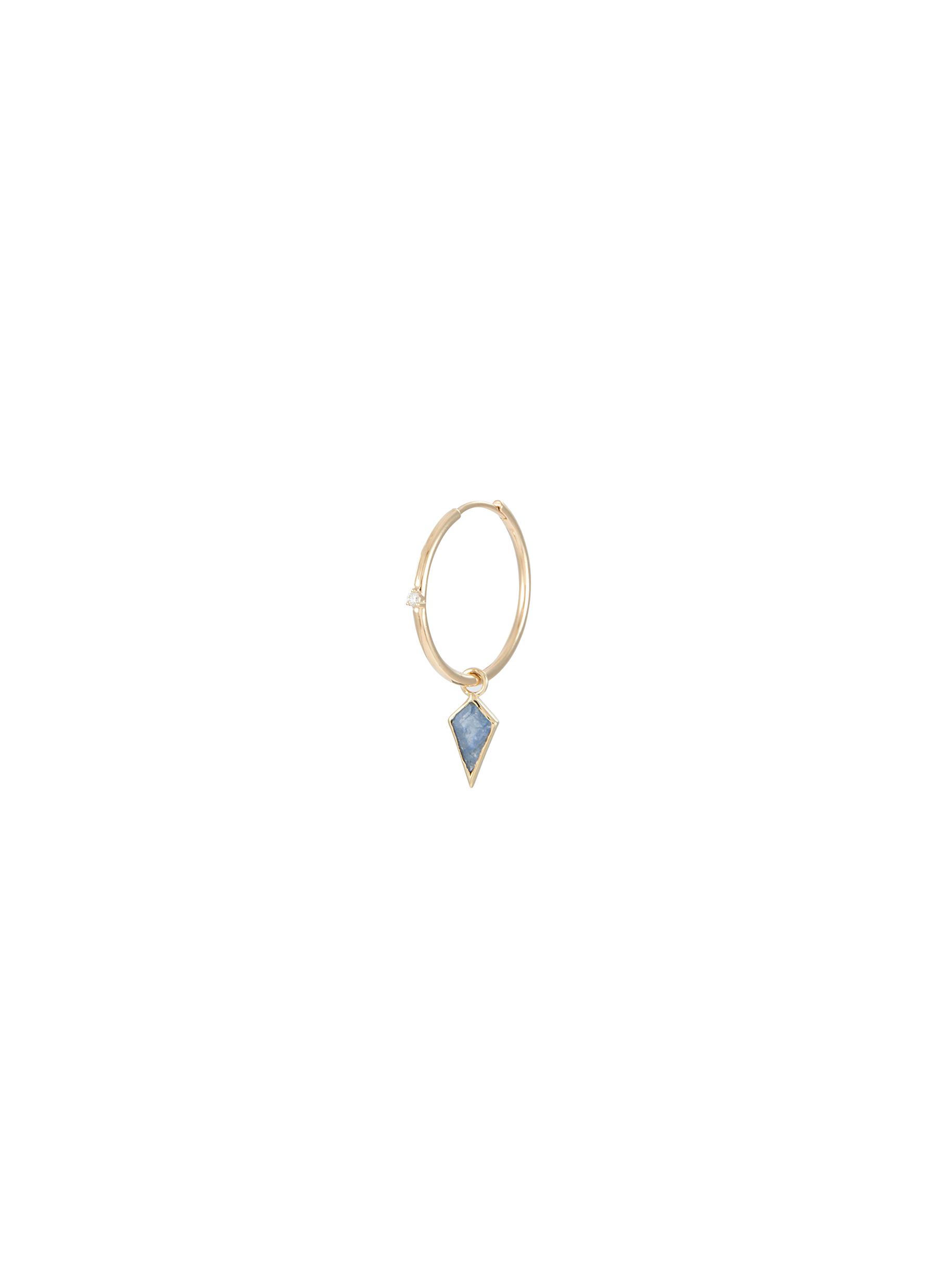 9K Gold Diamond Kyanite Charm Large Single Clicker Earring