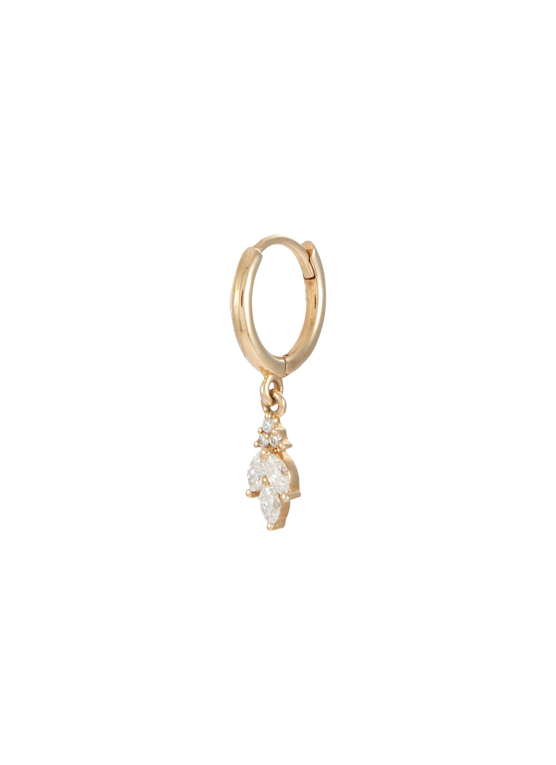 Fleurescent 9K Gold Diamond Single Drop Earring