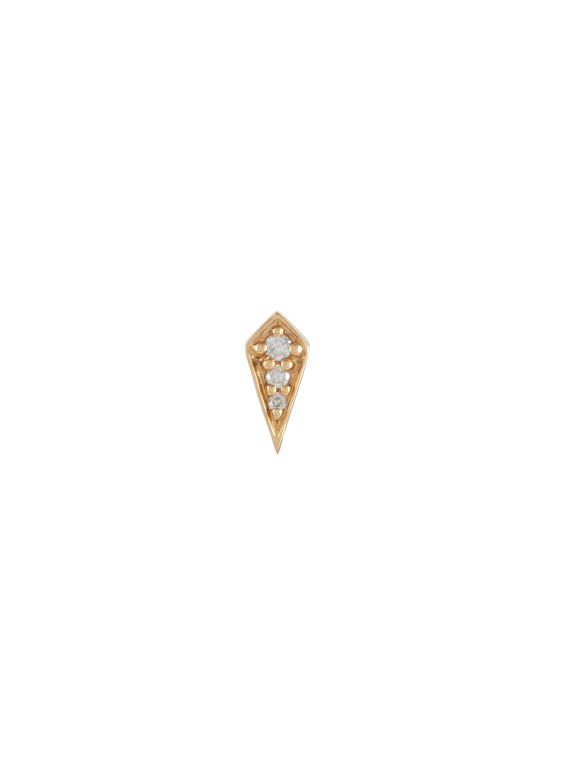 Mini 9K Gold Rhombus Diamond Stud Single Earring