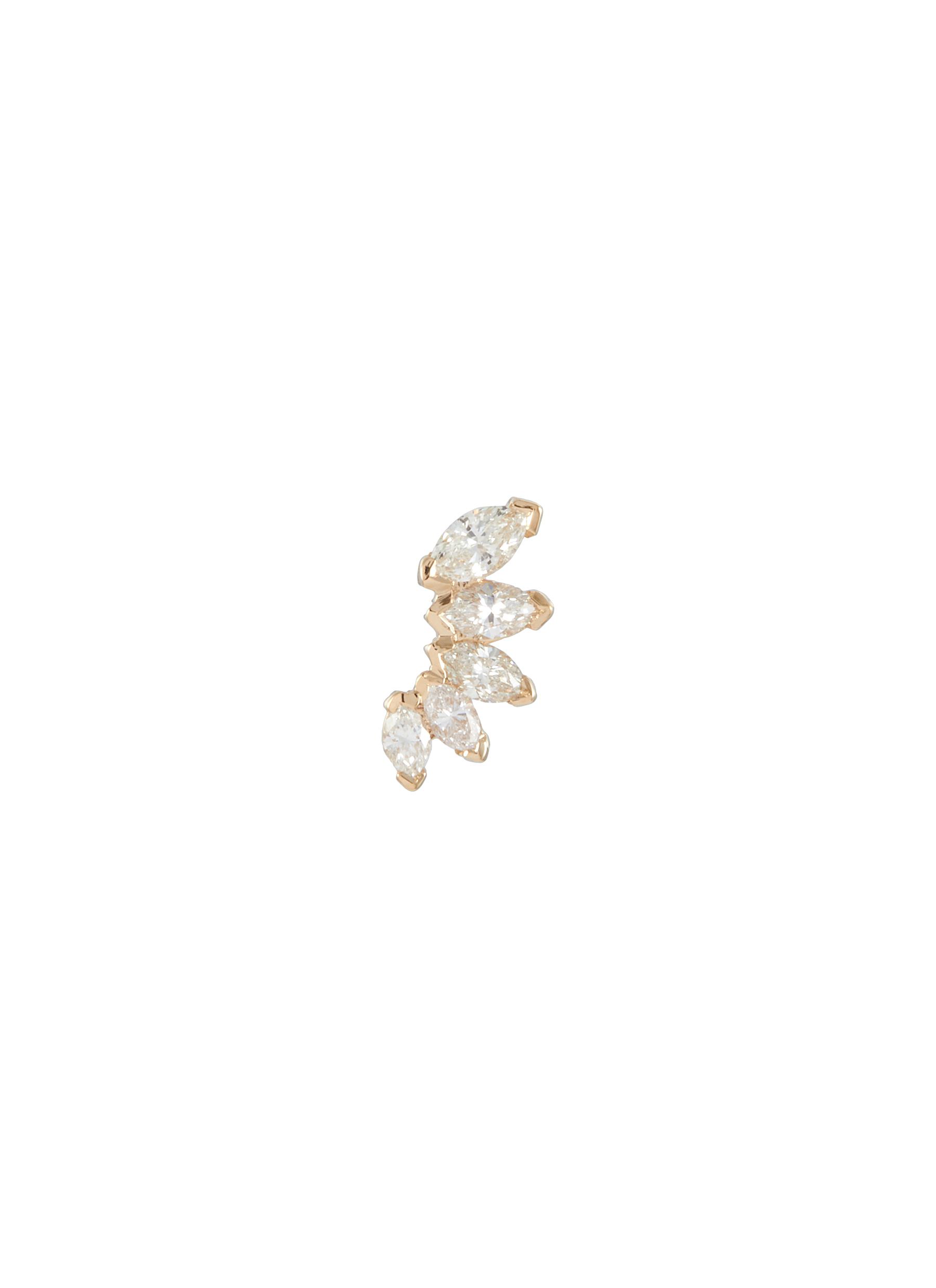 Fleurescent 9K Gold Diamond Single Stud Earring - Right