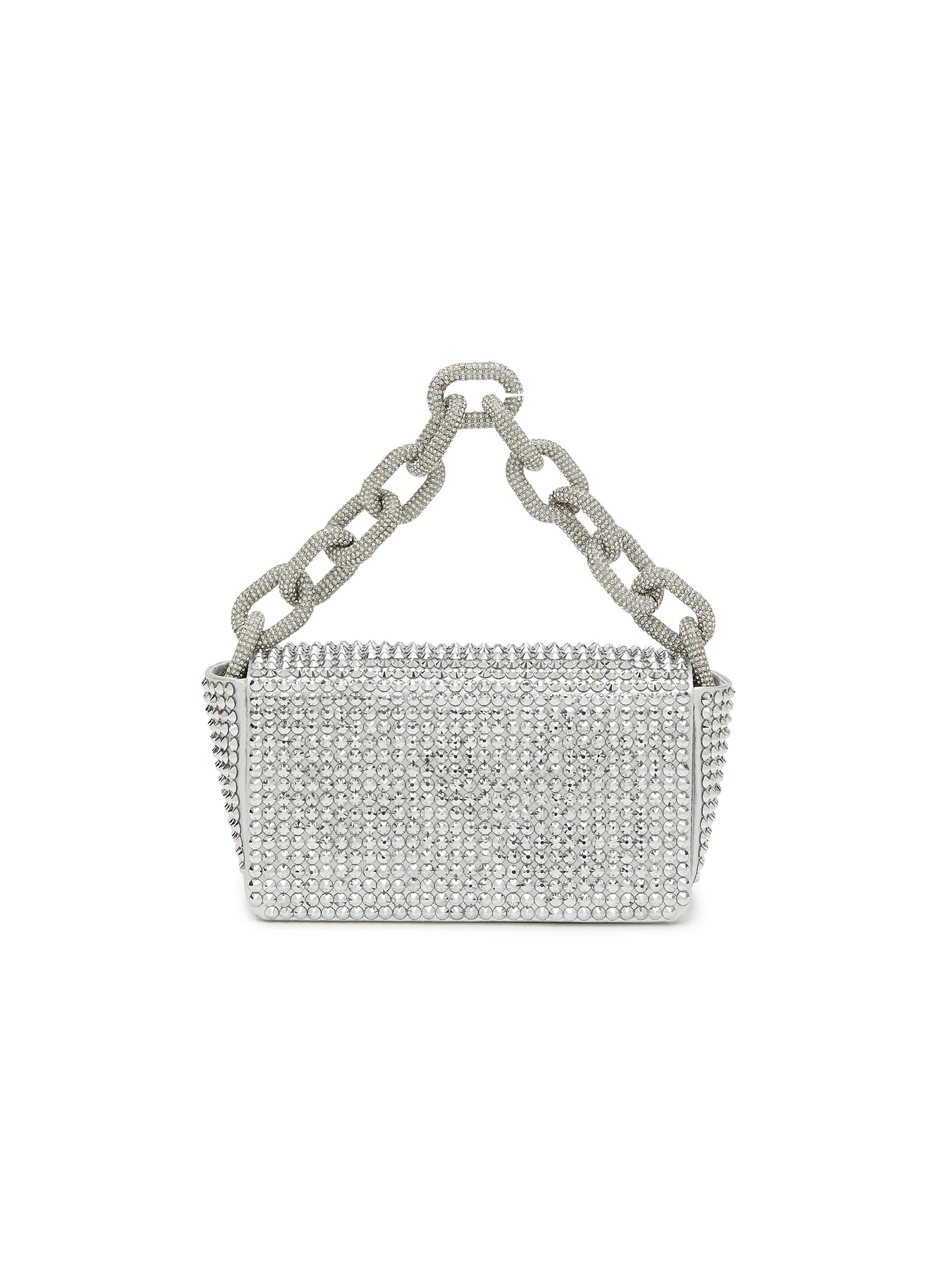 Estelle | Luxury Silver Mini Bag | Rhinestone Embellished Handle