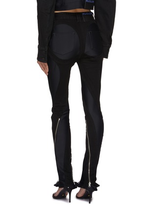 Back View - Click To Enlarge - MUGLER - Zippered Scuba Panelled Jeans