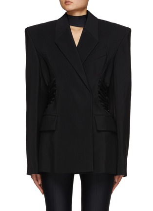 Main View - Click To Enlarge - MUGLER - Oversized Lace Up Blazer