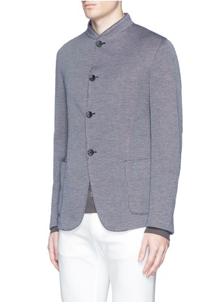 Front View - Click To Enlarge - ARMANI COLLEZIONI - Mandarin collar jersey jacket