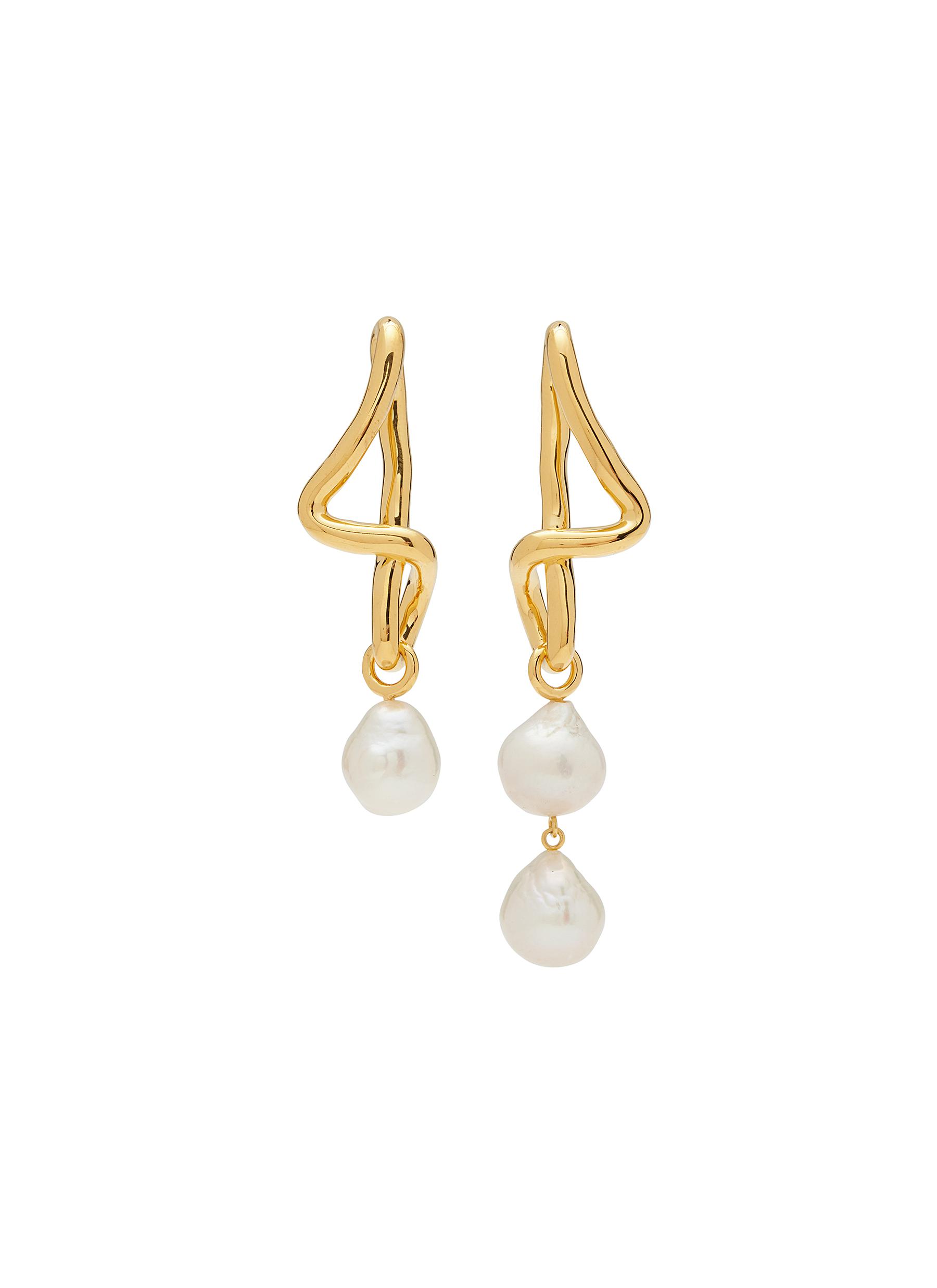 MISSOMA Molten Baroque Pearl 18K Gold Plated Mismatch Drop Earrings