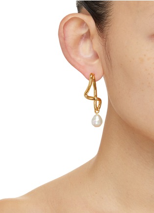 Figure View - Click To Enlarge - MISSOMA - Molten Baroque Pearl 18K Gold Plated Mismatch Drop Earrings