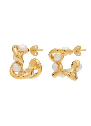 Main View - Click To Enlarge - MISSOMA - Molten Freshwater Pearl 18K Gold Plated Hoop Earrings