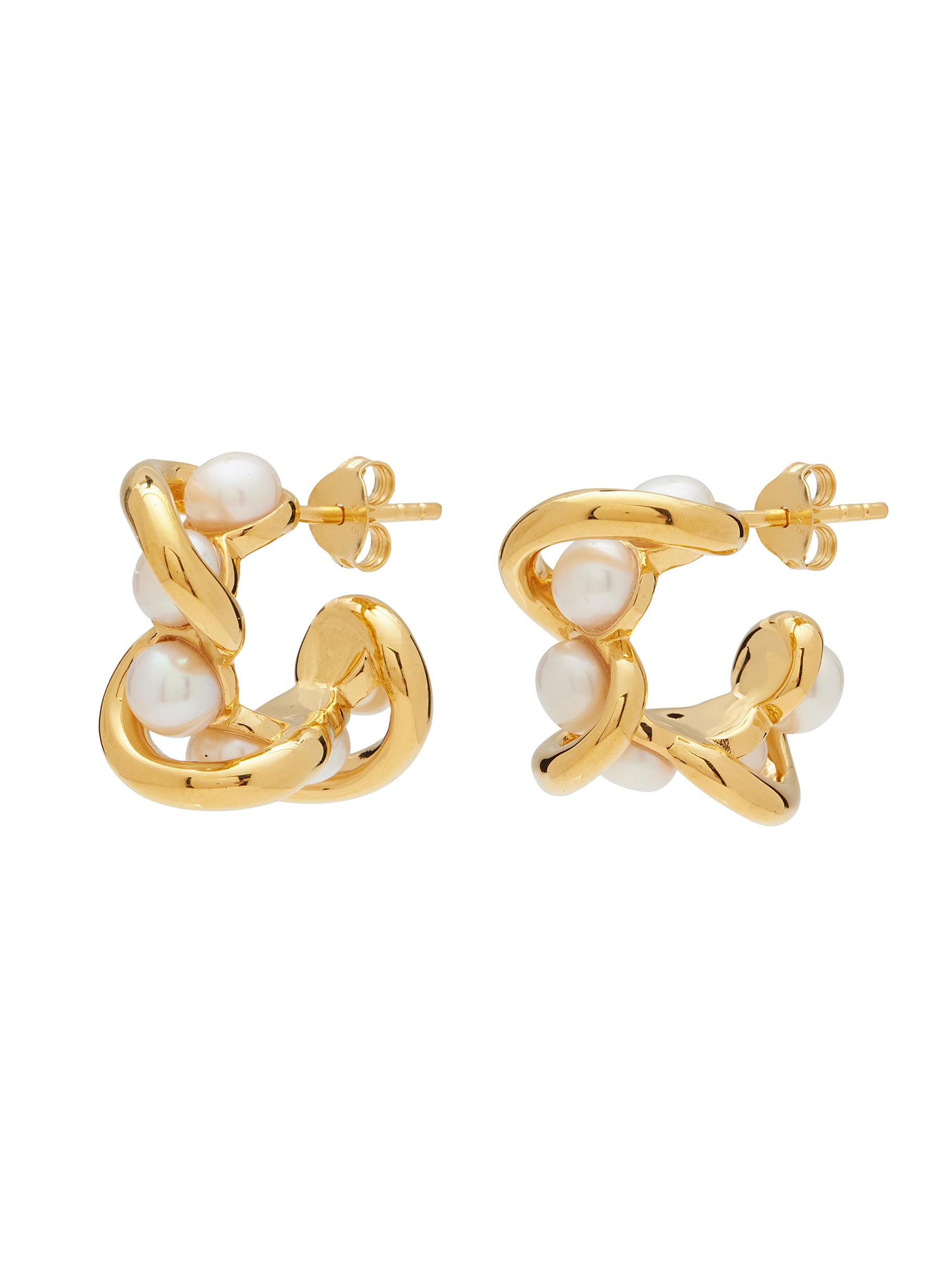 MISSOMA Molten Freshwater Pearl 18K Gold Plated Hoop Earrings